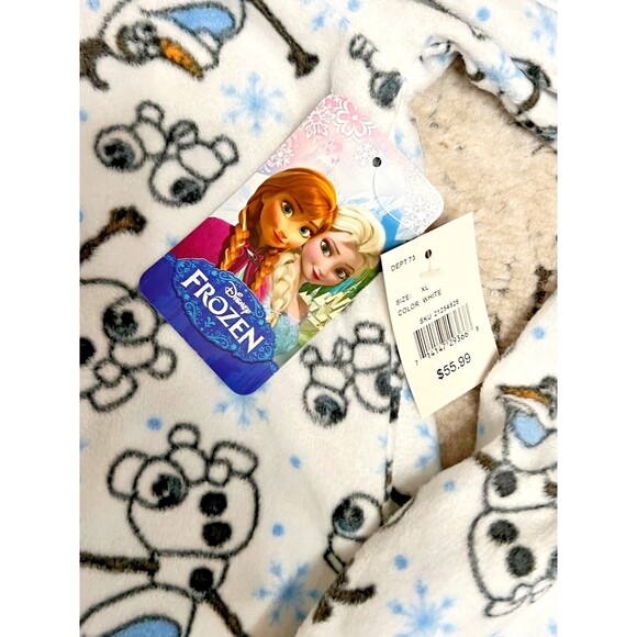 NWT DISNEY FROZEN Olaf 1pc Hooded Pajama Jumpsuit XL Fleece Snowman Deadstock - Picture 4 of 7